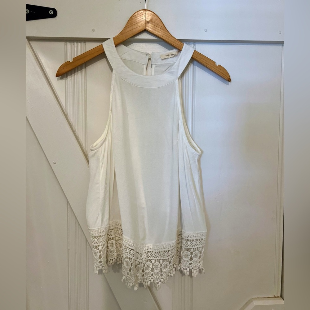 Halter Tank with Crochet Trim